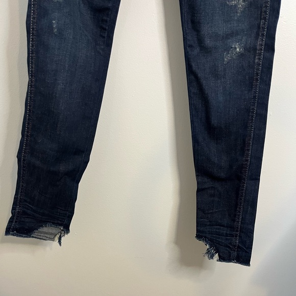 Zara Distressed Skinny Jeans 2 Dark Denim - Picture 2 of 7